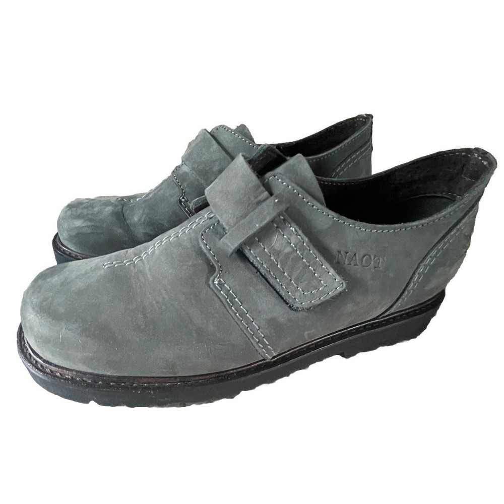 Naot Womens Shoes Gray Suede Leather Strap Size 8.5 (39) Slip On EUC